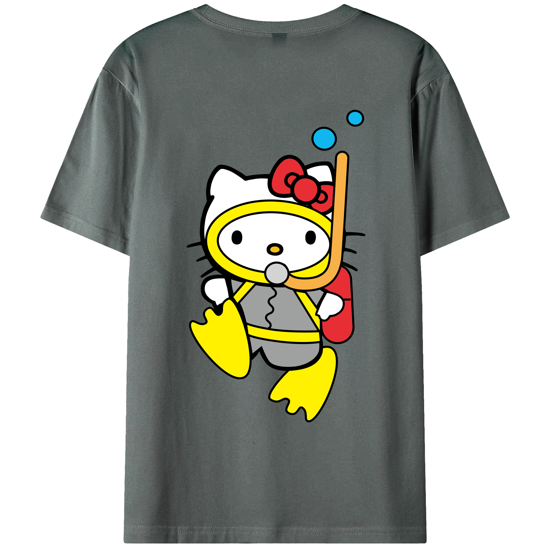 （画像用） Hello Kitty ハローキティ 綿100％ メンズ半袖Tシャツ（バックプリント） 通気性